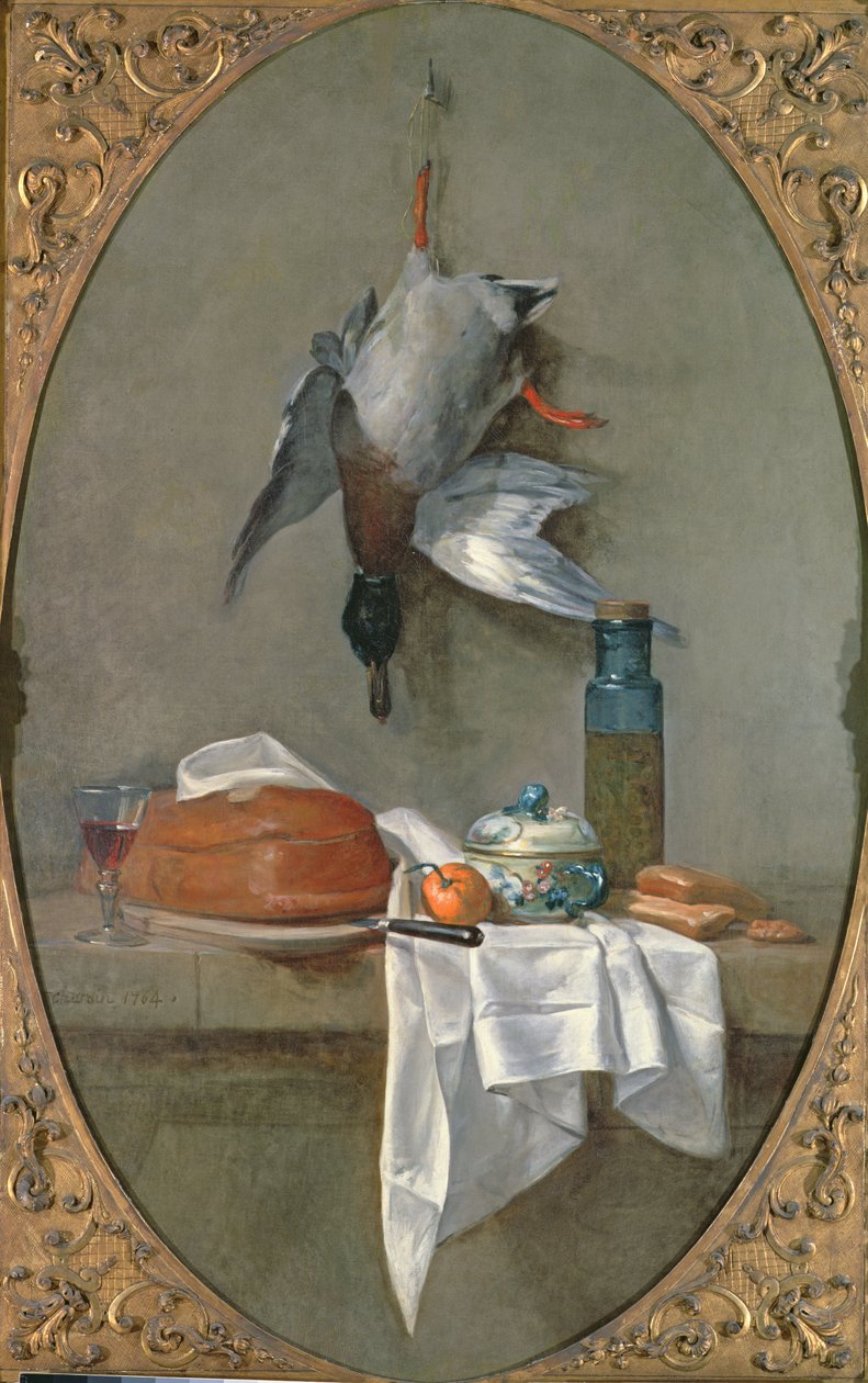 Martwa natura z kaczką, 1764 autorstwa Jean Baptiste Simeon Chardin