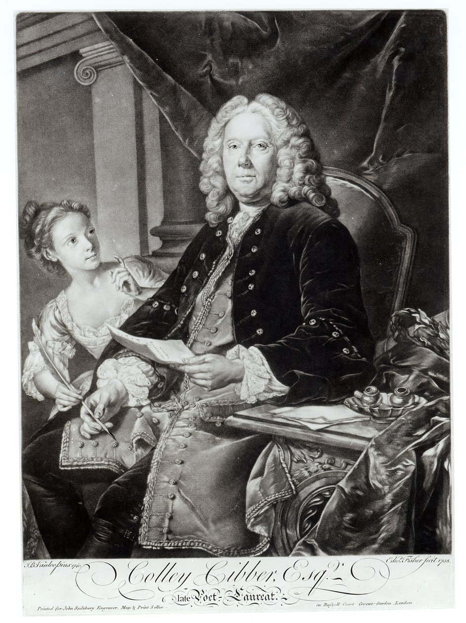 Colley Cibber (1671-1757) 1758, grawerowane przez Edwarda Fishera (1722-85) autorstwa Jean Baptiste Vanloo