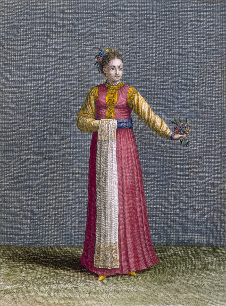 Młoda kobieta wołoska, tablica 81 z "Kolekcji stu rycin przedstawiających różne narody Lewantu" Charlesa de Ferriol, rytowana przez Jean-Baptiste Haussarda (fl.1679-1749), 17 autorstwa Jean Baptiste Vanmour