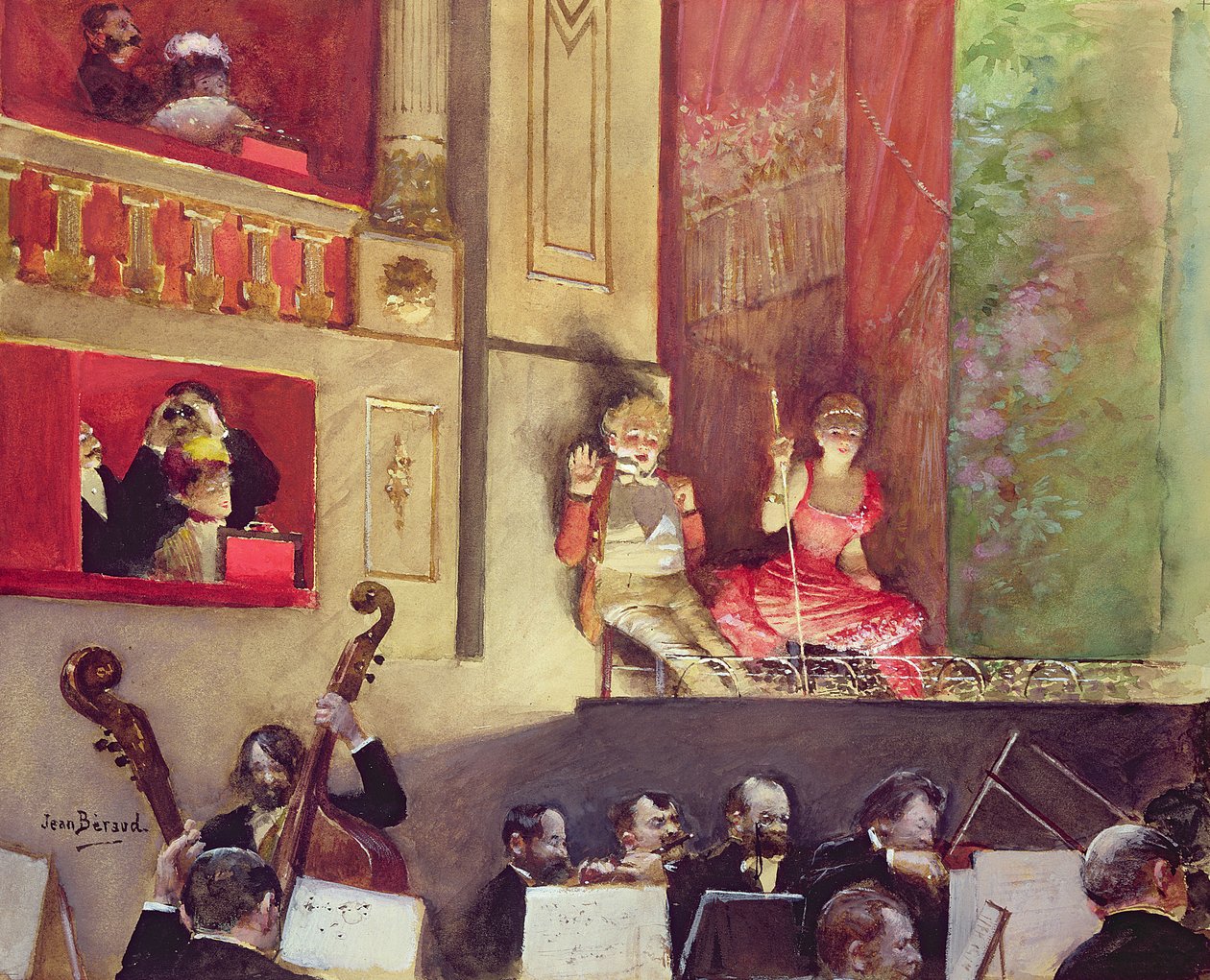Koncert w kawiarni (gwasz) autorstwa Jean Beraud