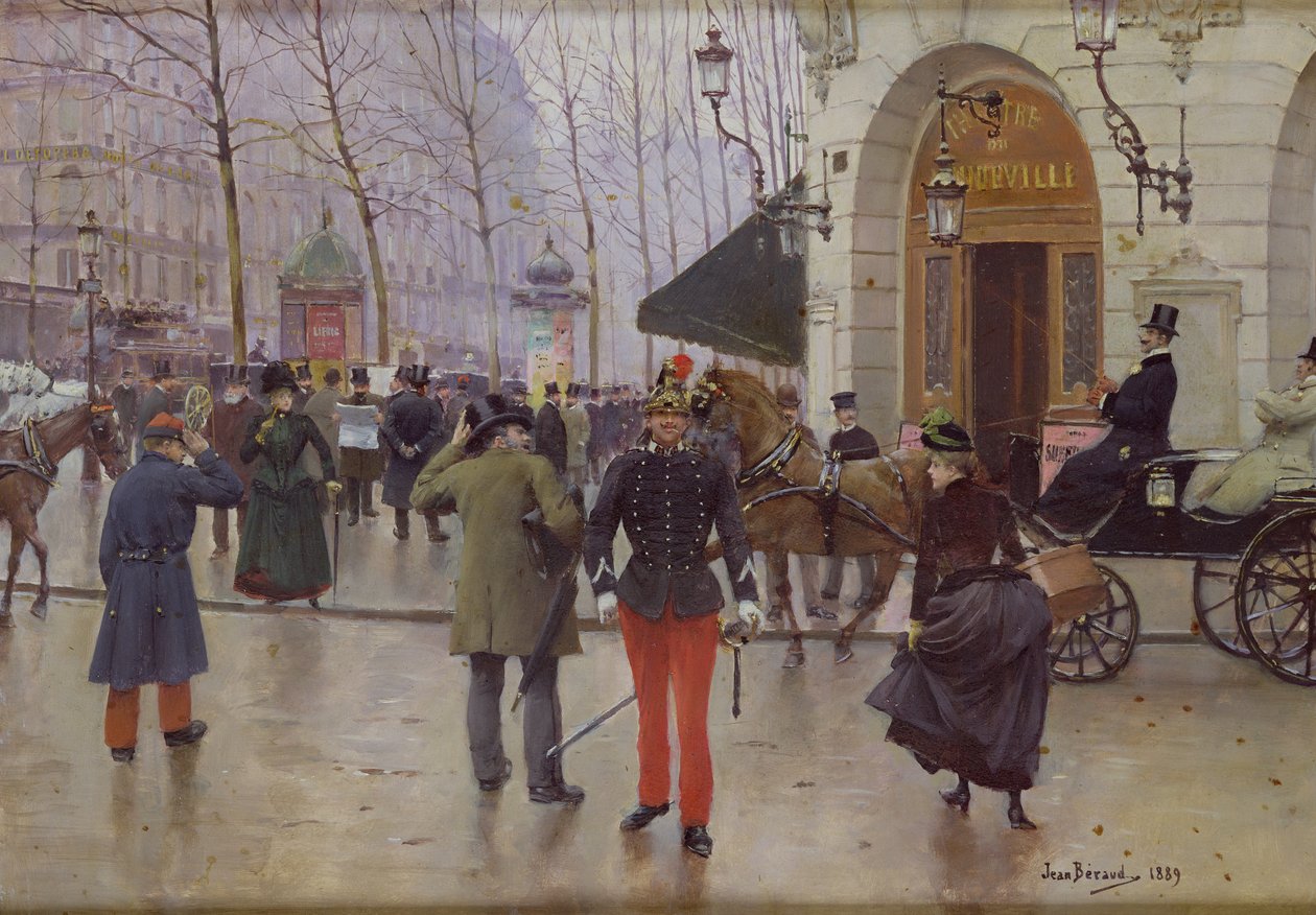 Boulevard des Capucines i Teatr Wodewil, 1889 autorstwa Jean Beraud