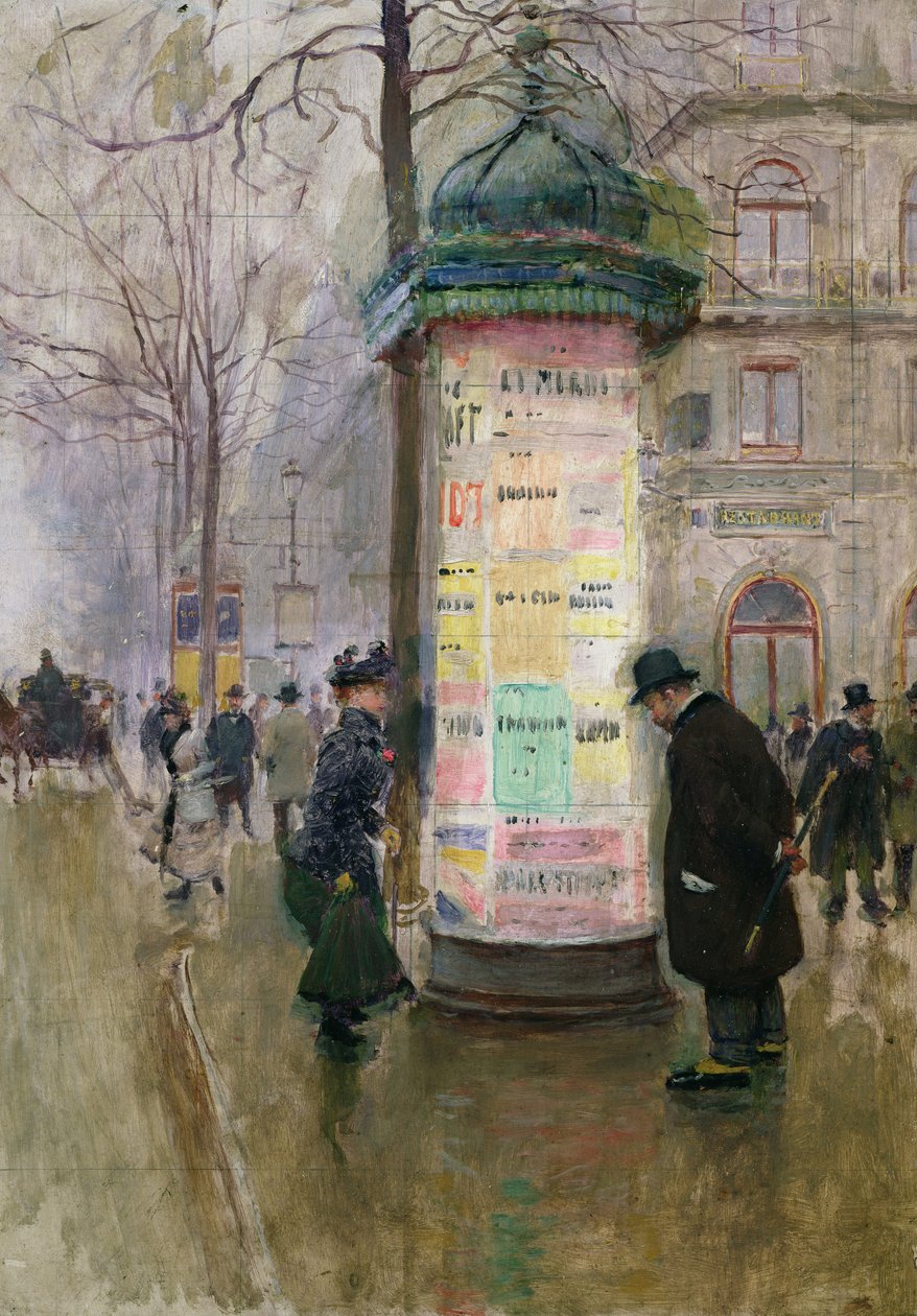 Colonne Morris, c.1885 autorstwa Jean Beraud