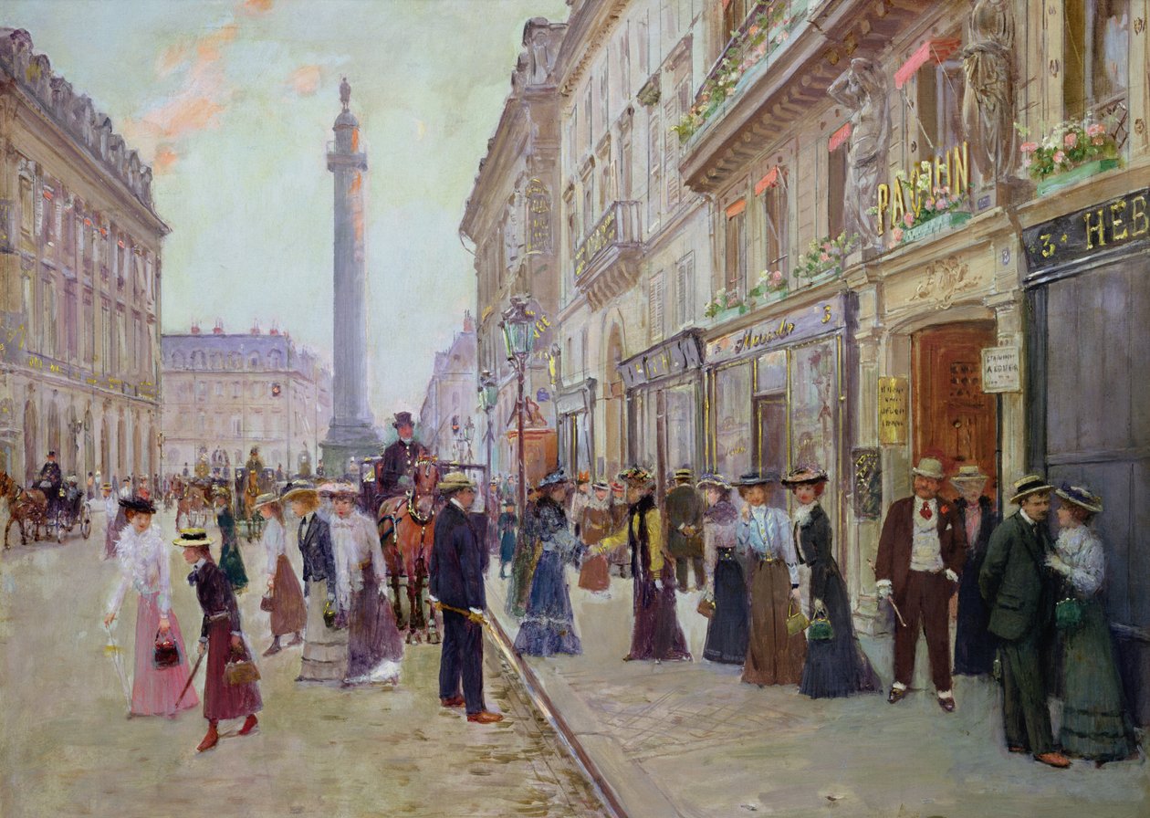 Robotnicy opuszczający Maison Paquin, przy rue de la Paix, ok. 1900 autorstwa Jean Beraud