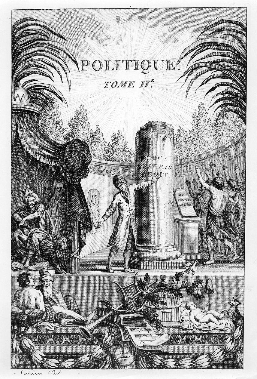 Frontyspis „Polityki”, Tome II Jean-Jacques Rousseau autorstwa Jean Claude Naigeon