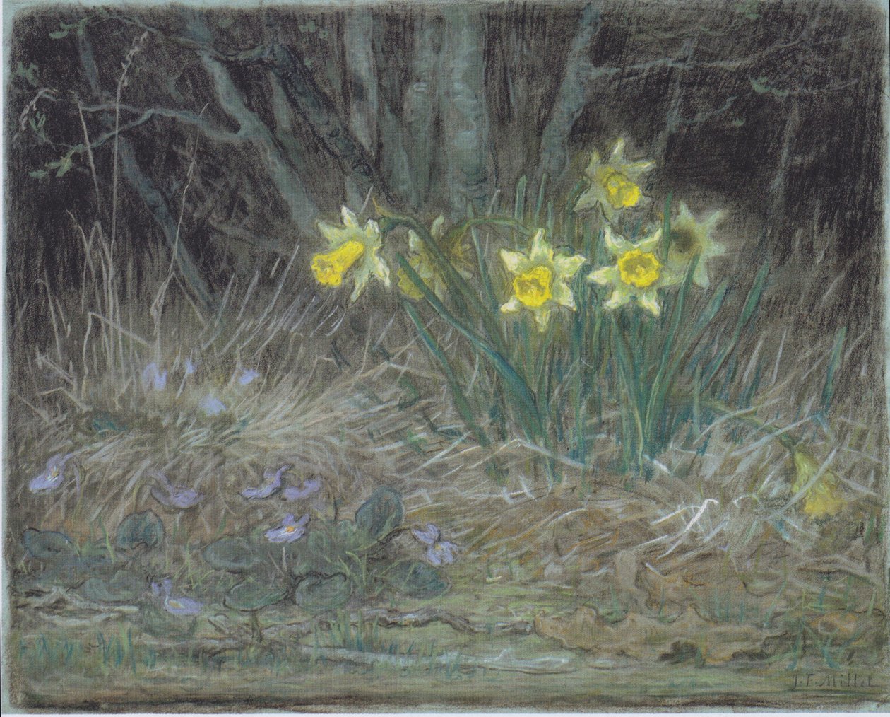 Żonkile i fiołki autorstwa Jean Francois Millet