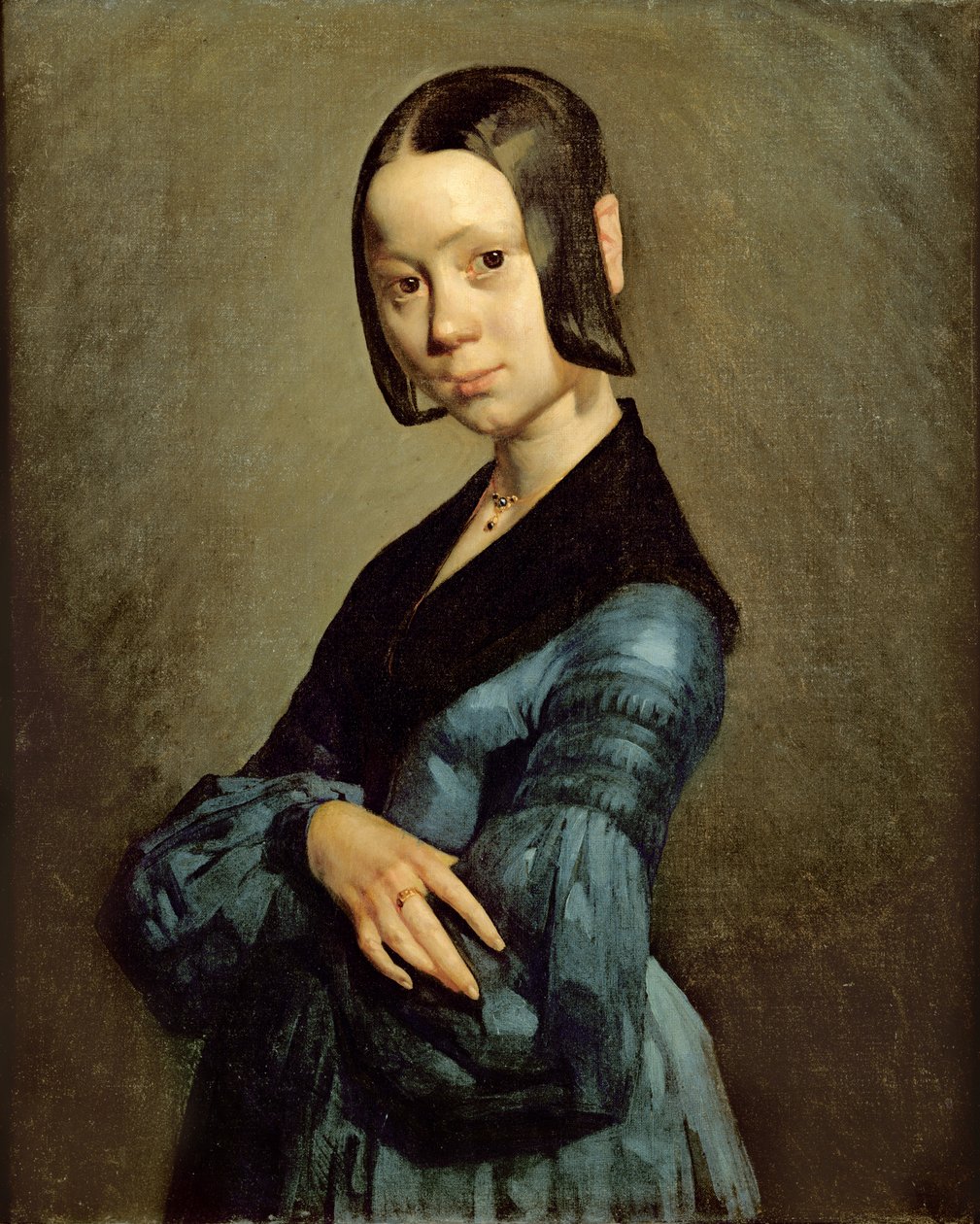 Pauline Ono (1821-44) w kolorze niebieskim, 1841-42 autorstwa Jean Francois Millet