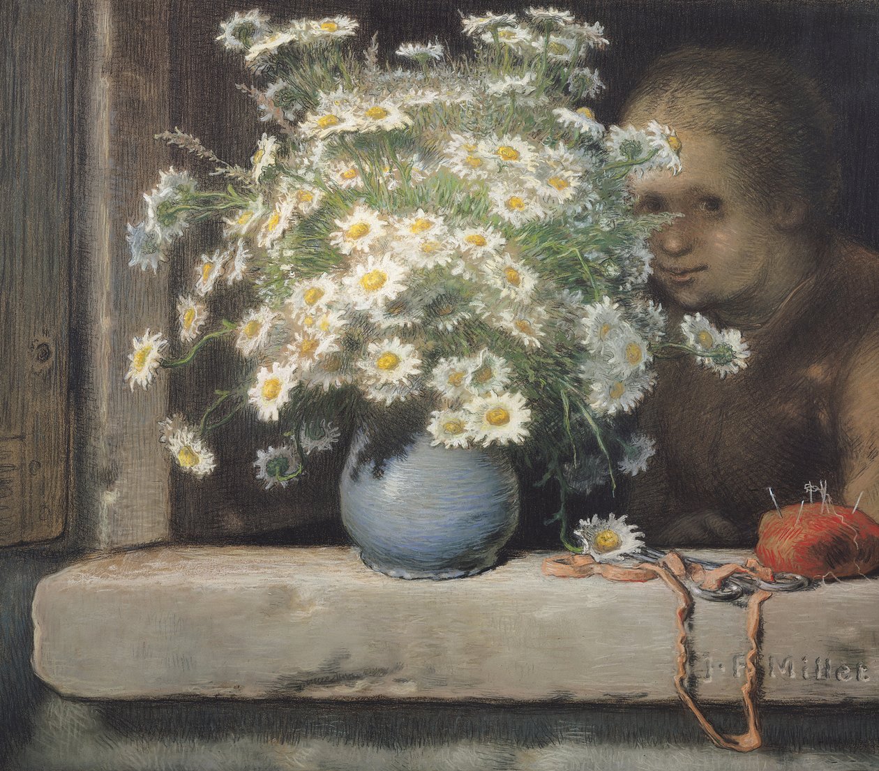 Bukiet Margueritas, 1866 (pastel na papierze) autorstwa Jean Francois Millet