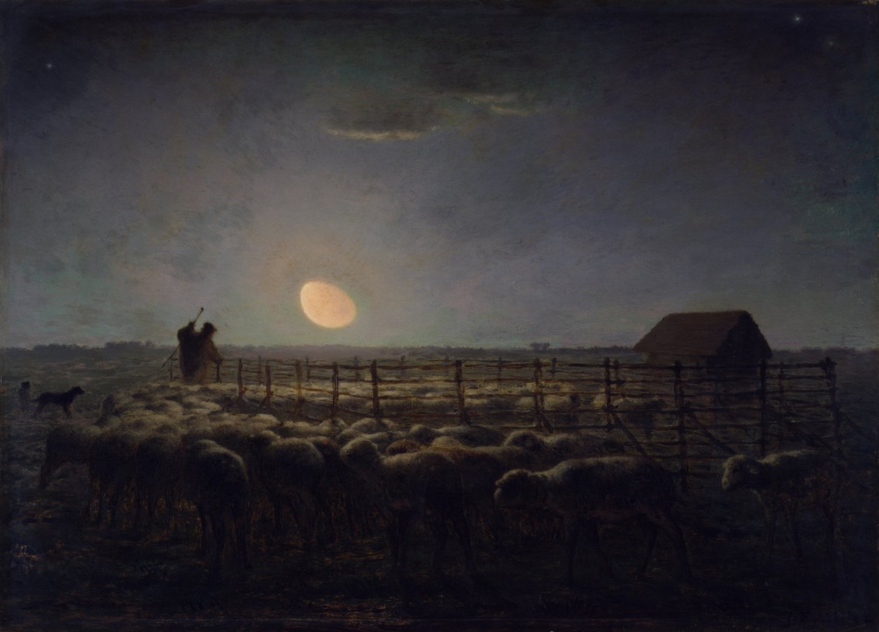 Owczarnia, światło księżyca autorstwa Jean Francois Millet