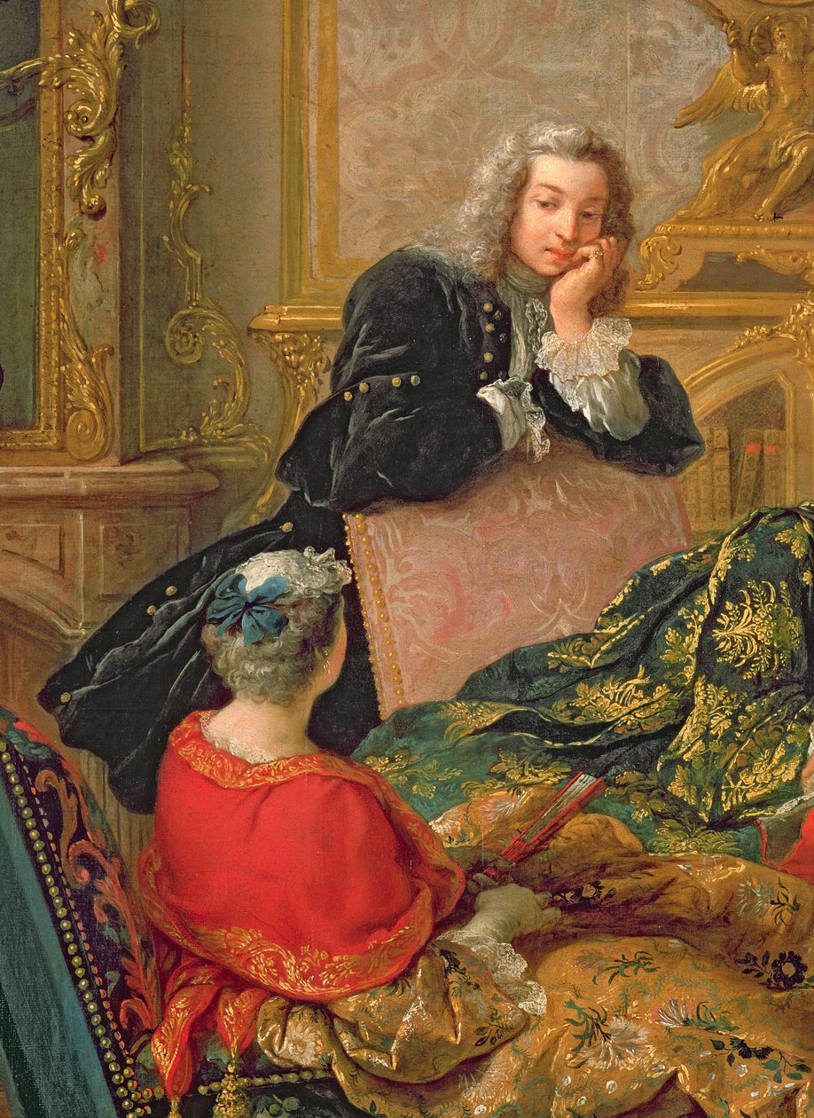 Czytanie z Moliera, ok. 1728, fragment z 29516 r. autorstwa Jean François de Troy