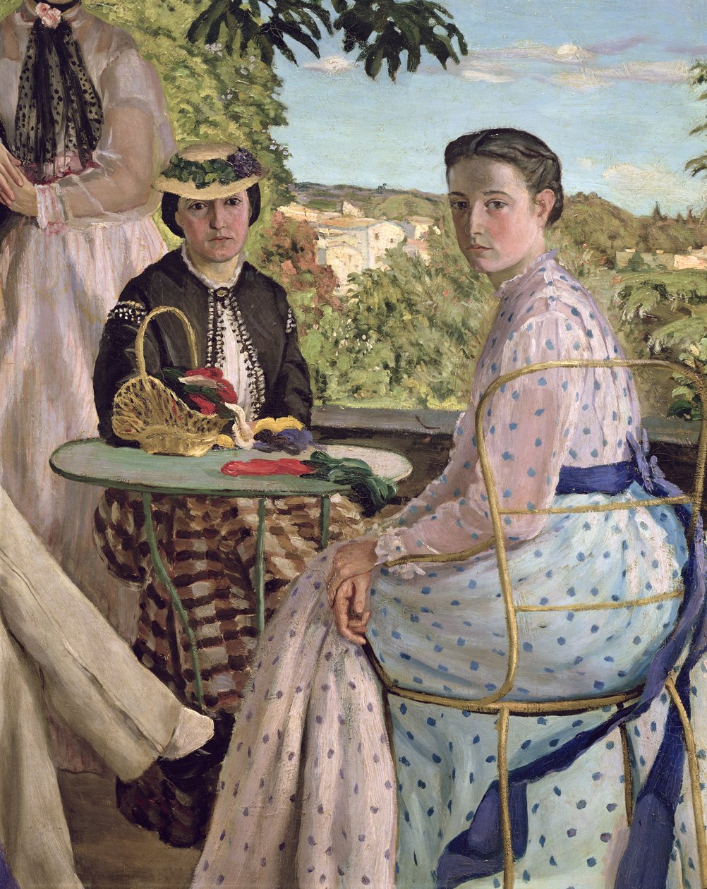 Zjazd rodzinny, fragment dwóch kobiet, 1867 autorstwa Jean Frederic Bazille