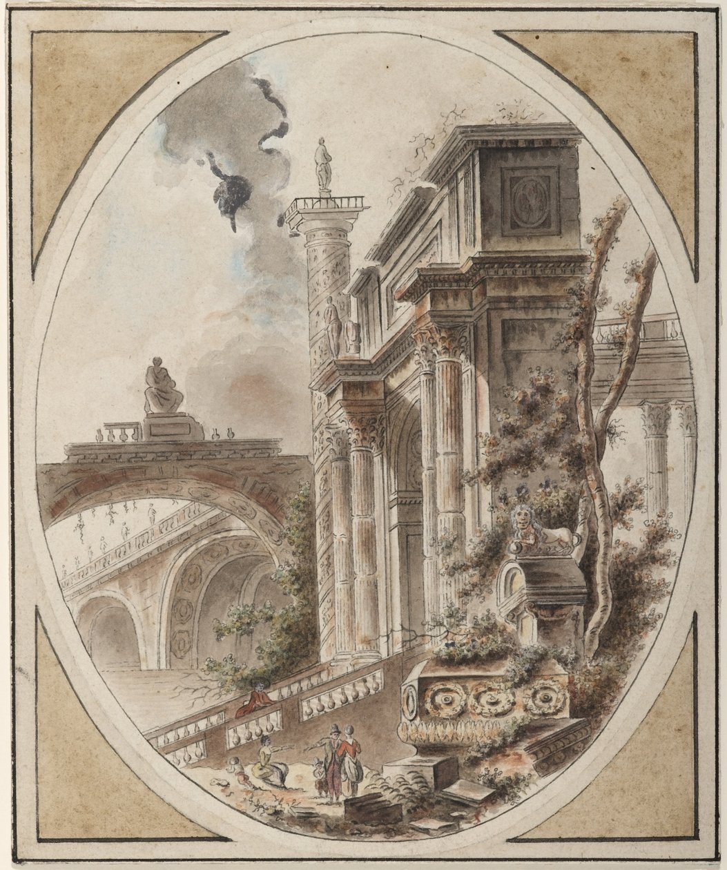 Fantazja architektonicznej ruiny autorstwa Jean Henry Alexandre Pernet