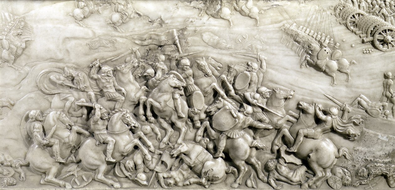 Bitwa pod Agnadello, 14 maja 1509, detal z grobowca Ludwika XII (1462-1515) i Anny Bretańskiej (1496-1533) 1515 (marmur) autorstwa Jean I Juste