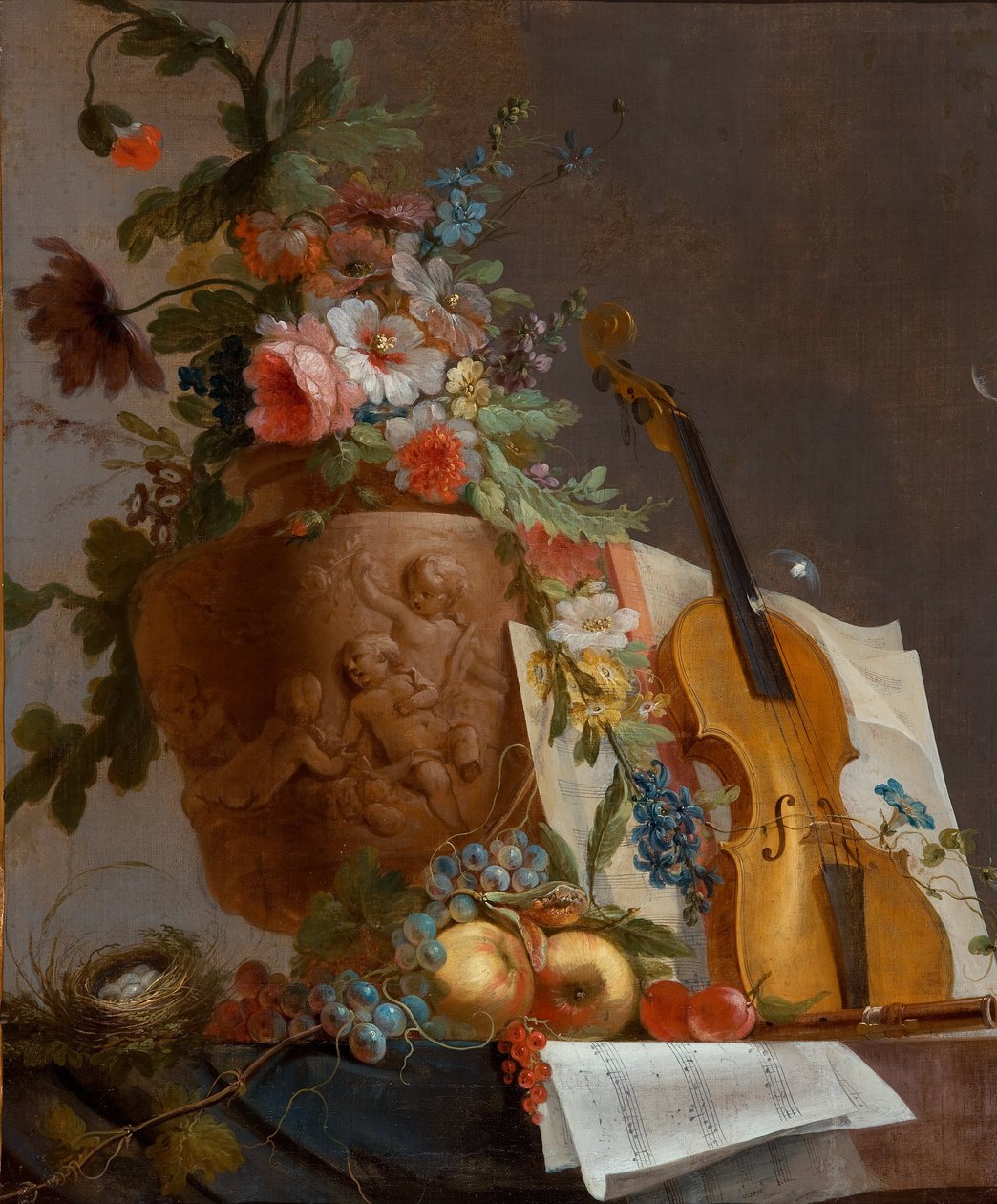 Martwa natura z kwiatami i skrzypcami autorstwa Jean Jacques Bachelier