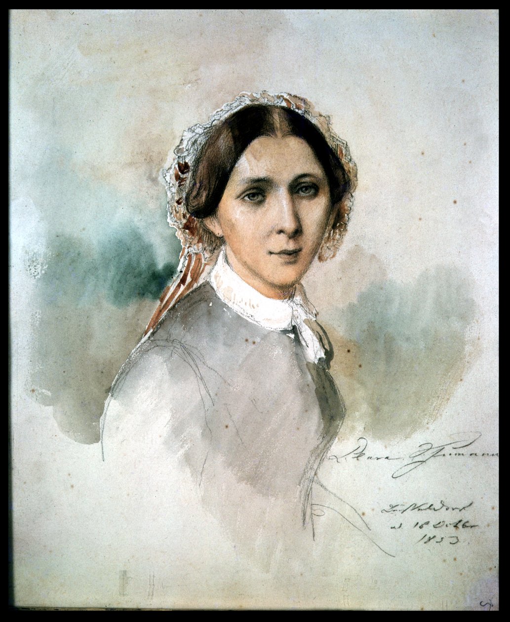 Portret Klary Schumann (1819-96) 1853 autorstwa Jean Joseph Bonaventure Laurens