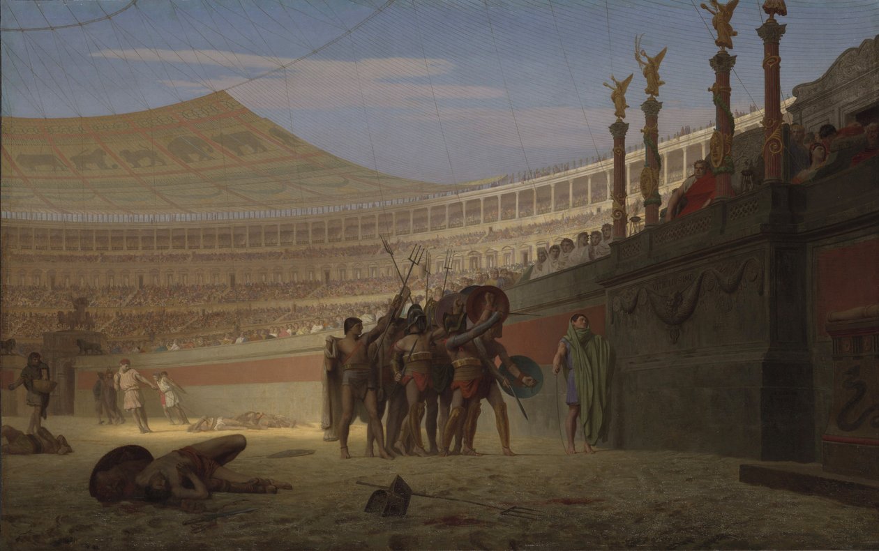 Witaj Cezarze! Umierający pozdrawiają cię (Zdrowaś Cezarze! My, którzy zaraz umrzemy, pozdrawiamy cię), 1859 autorstwa Jean Leon Gerome