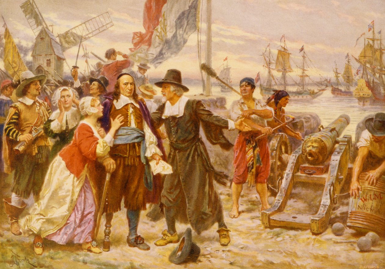 Upadek Nowego Amsterdamu, 1932 (druk) autorstwa Jean Leon Gerome Ferris