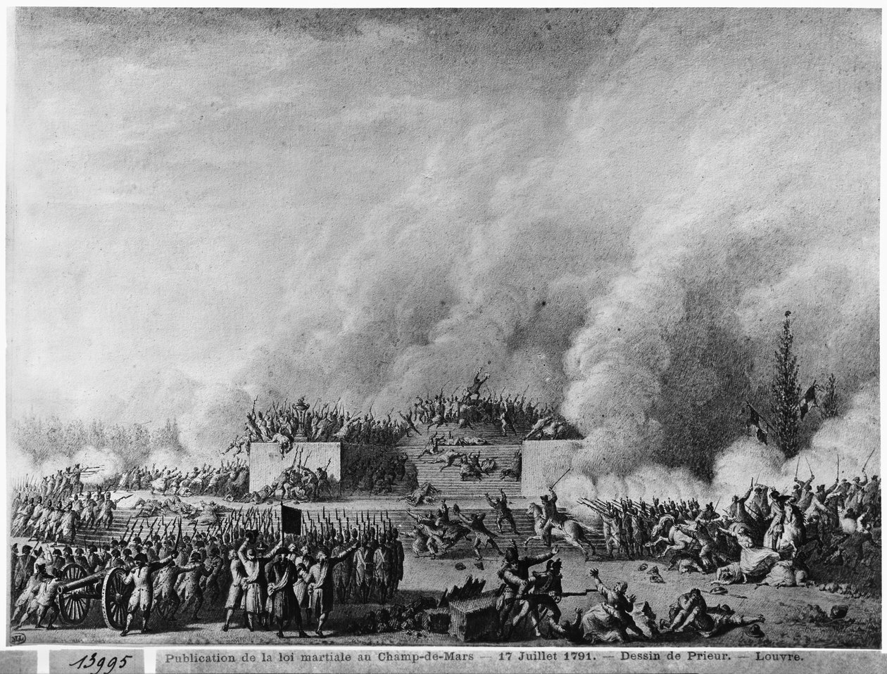 Opublikowanie stanu wojennego na Polach Marsowych, Paryż, 17 lipca 1791 r. autorstwa Jean Louis the Younger Prieur