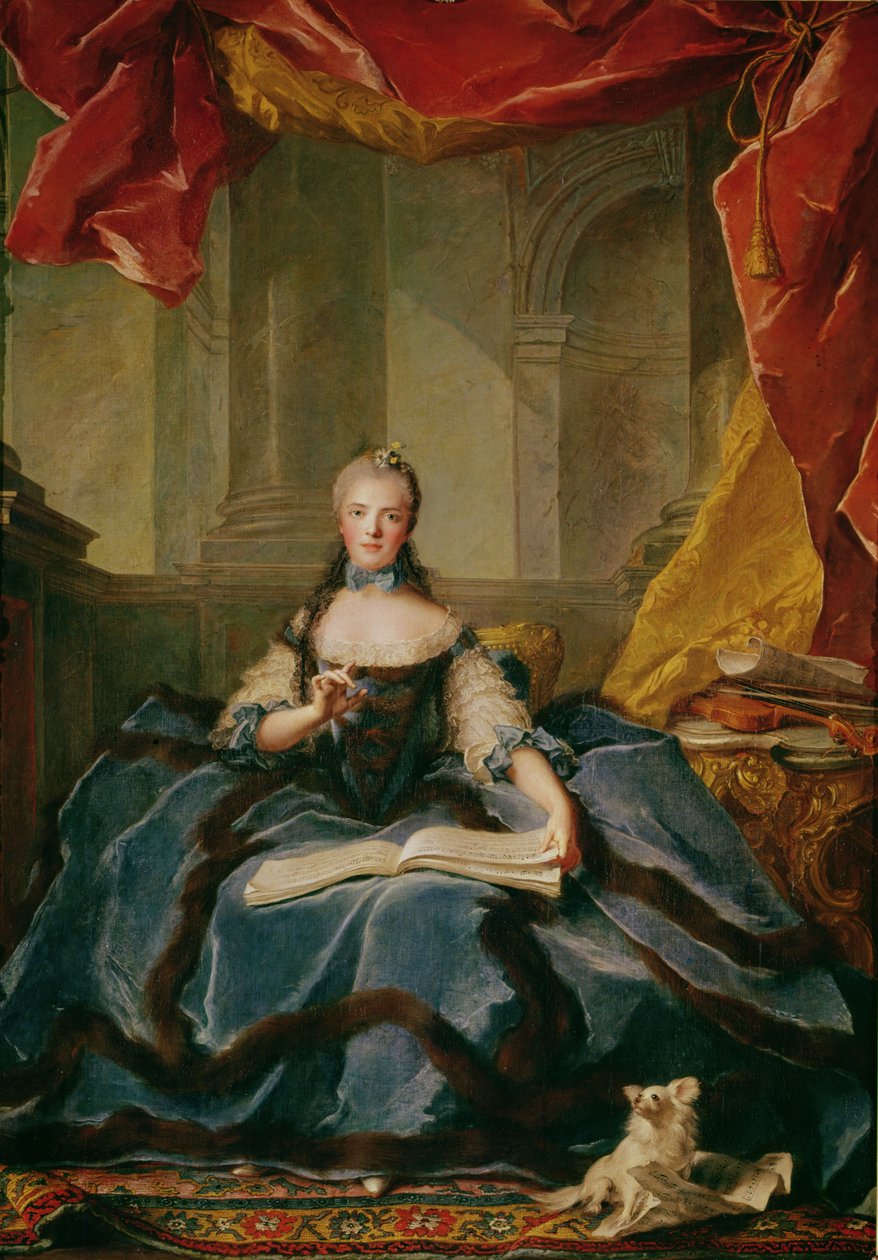 Madame Adelaide de France (1732-1800) w stroju dworskim, 1758 autorstwa Jean Marc Nattier
