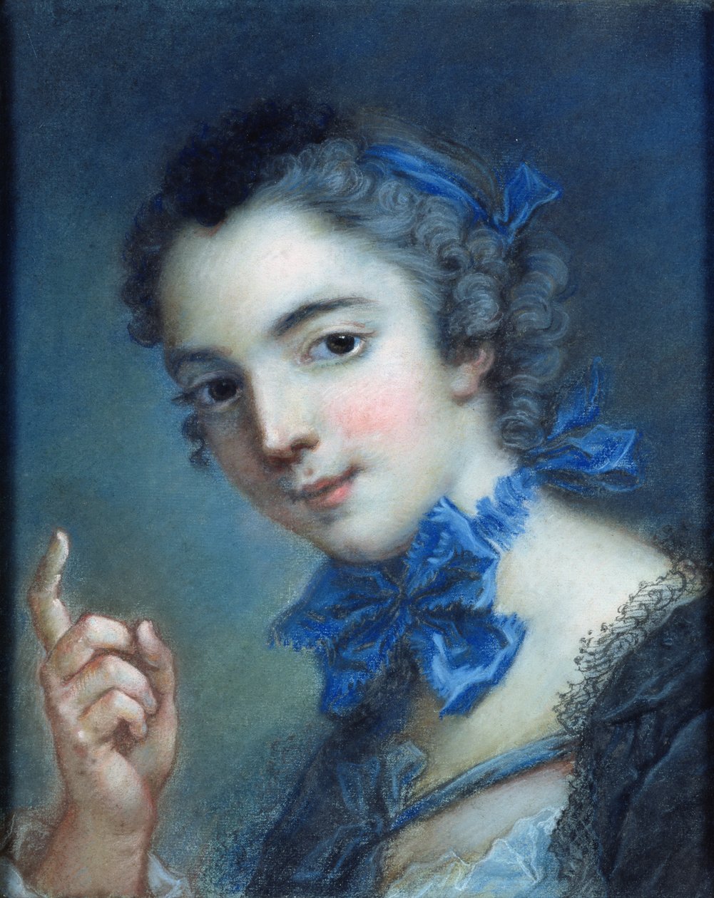 د یوې ځوانې نجلۍ انځور، c.1750 (په کاغذ باندې پیسټل) پولی autorstwa Jean Marc Nattier