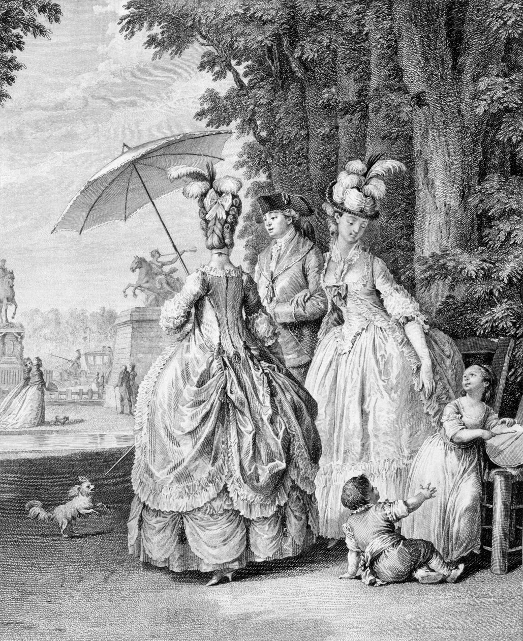 Spotkanie w Marly, grawerowane przez Carla Guttenberga (1743-1790) autorstwa Jean Michel the Younger Moreau