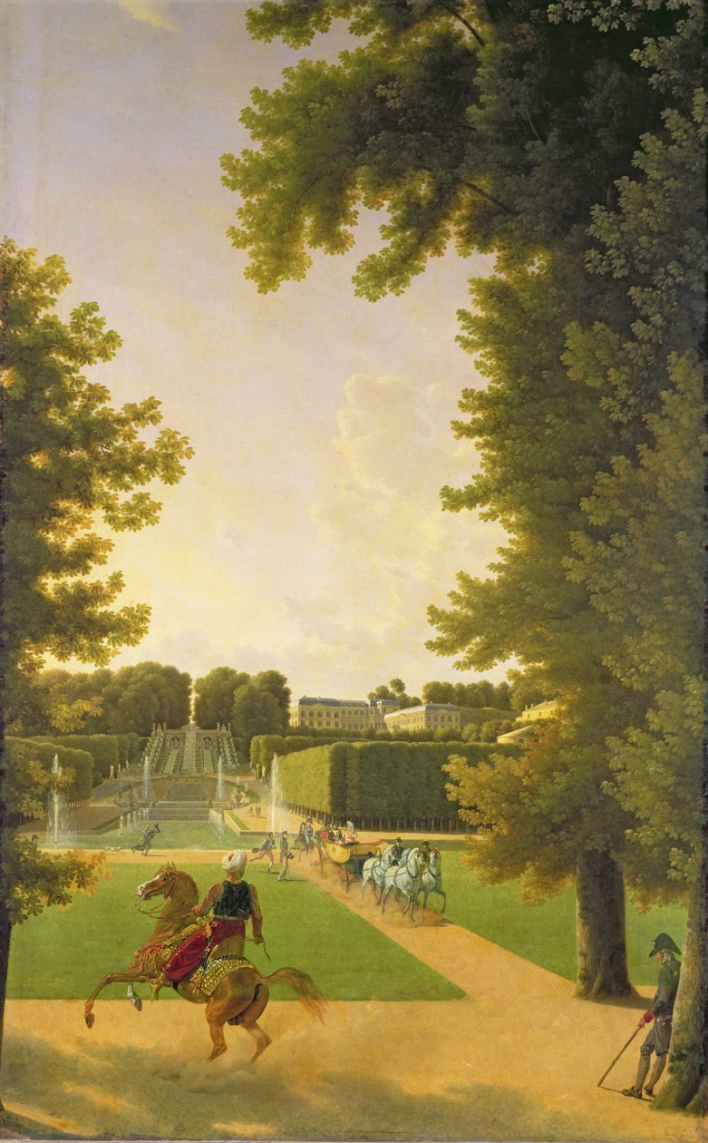 Promenada Napoleona I (1769-1821) i Marie-Louise (1791-1847) w Parc de Saint-Cloud w 1810 autorstwa Jean Joseph Xavier Bidauld