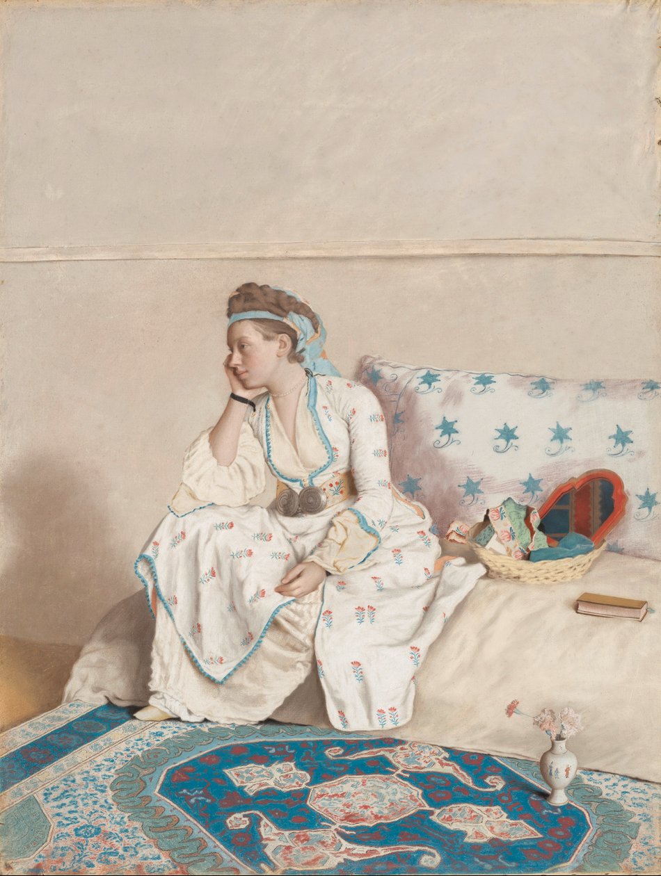 Portret Marie Fargues, żony artysty, w tureckim stroju autorstwa Jean Étienne Liotard