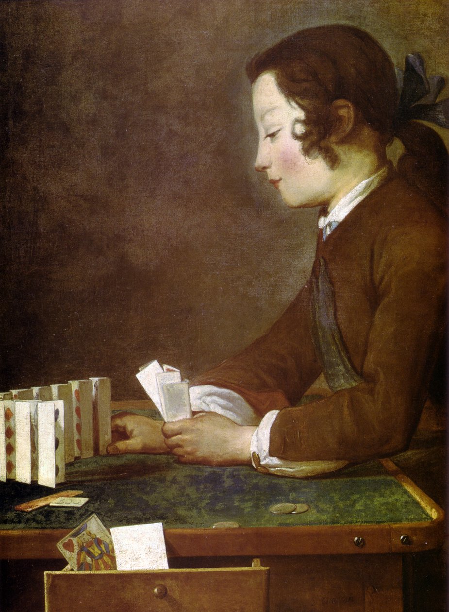 Chłopiec bawiący się kartami autorstwa Jean Baptiste Simeon Chardin