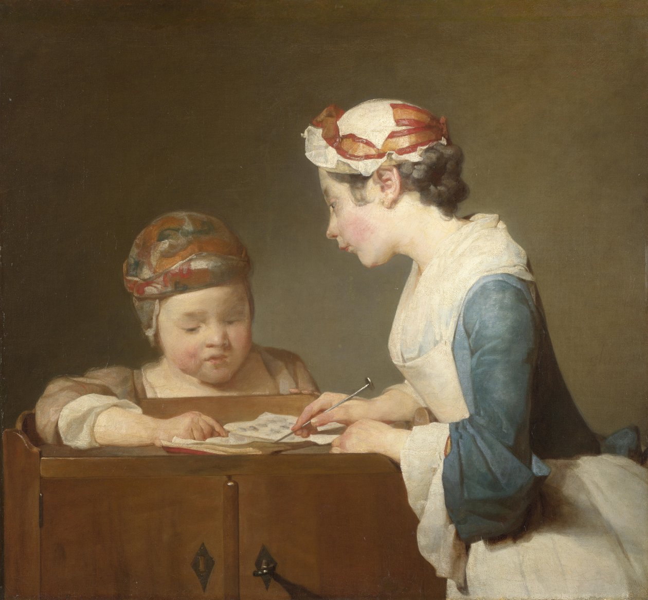 Młoda nauczycielka autorstwa Jean Baptiste Simeon Chardin