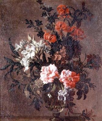 Martwa natura, lilie i inne kwiaty autorstwa Jean Baptiste Monnoyer
