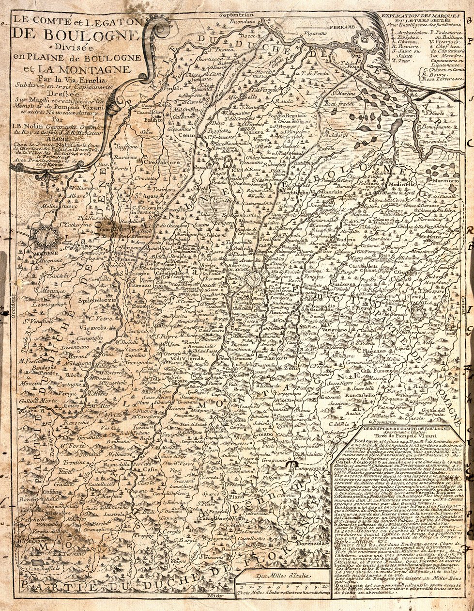 Mapa Hrabstwa Boulogne (Francja) (akwaforta autorstwa Jean Baptiste Nolin