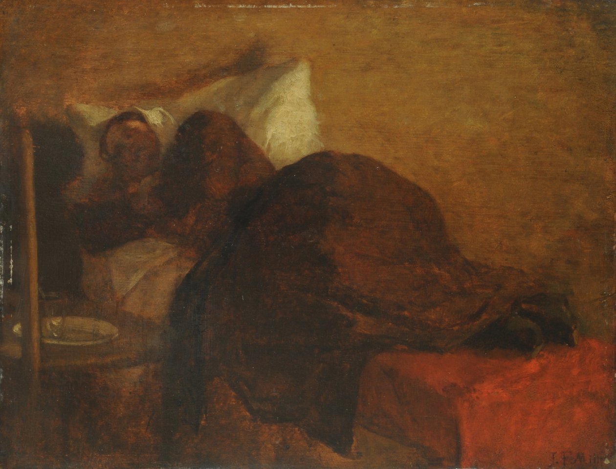 Żona artysty (olej na panelu) autorstwa Jean Francois Millet