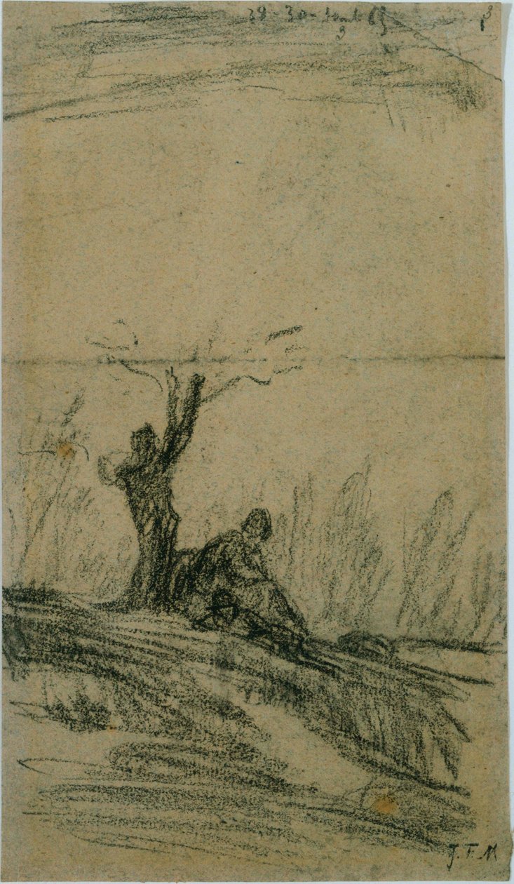Postać siedząca pod drzewem autorstwa Jean Francois Millet