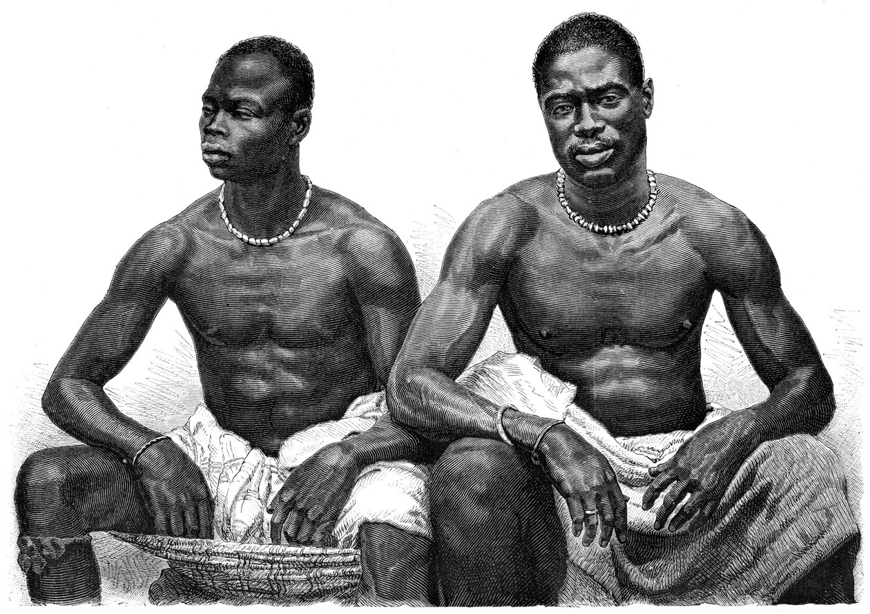 Dwóch mężczyzn z Assinie w Gwinei, ok. 1860-1920. autorstwa Jean Andre Rixens