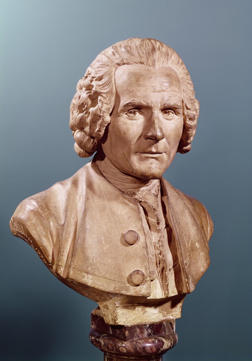 Popiersie Jean-Jacques Rousseau (1712-78) (terakota) autorstwa Jean Antoine Houdon