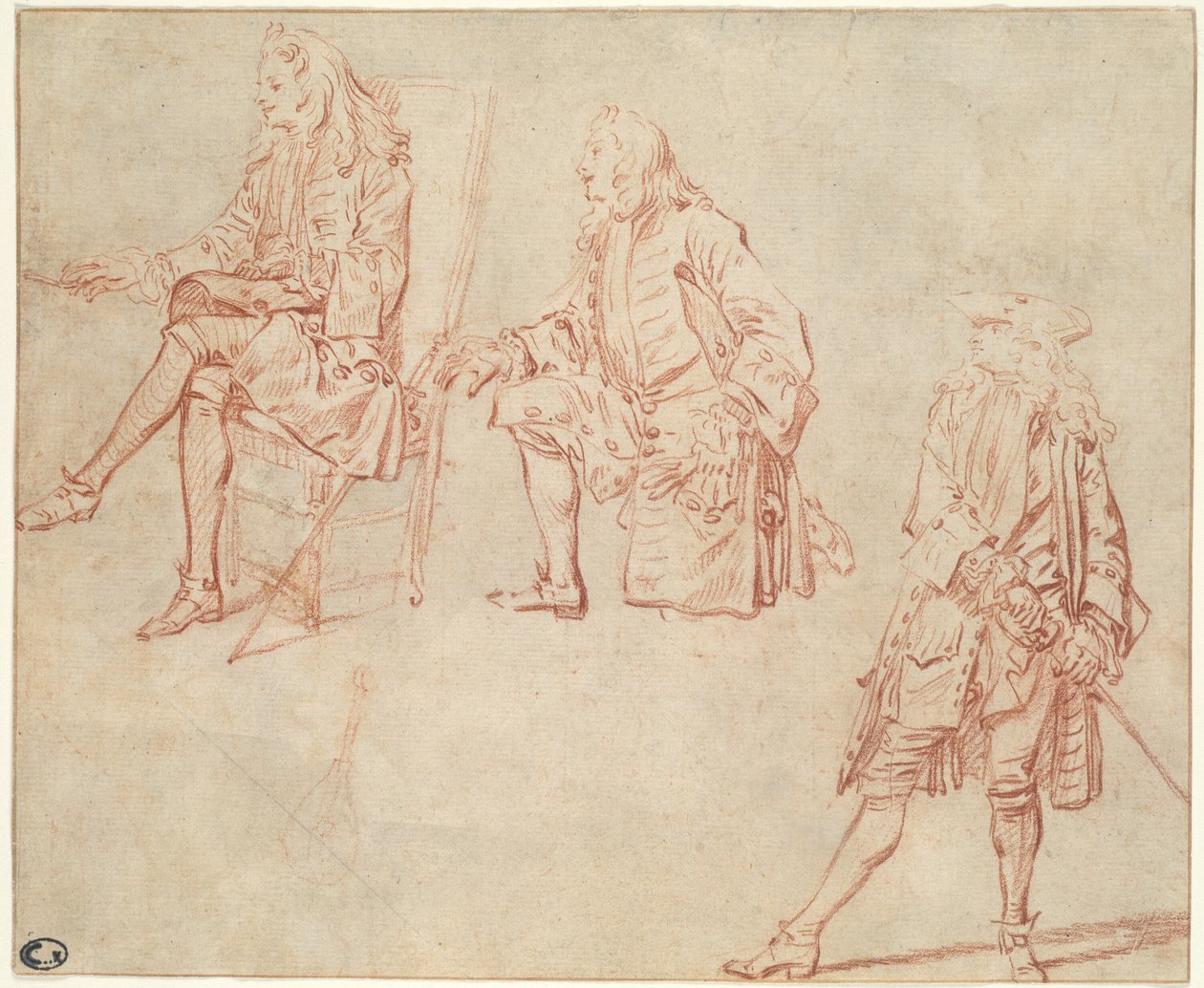 Trzy studia dżentelmena autorstwa Jean Antoine Watteau