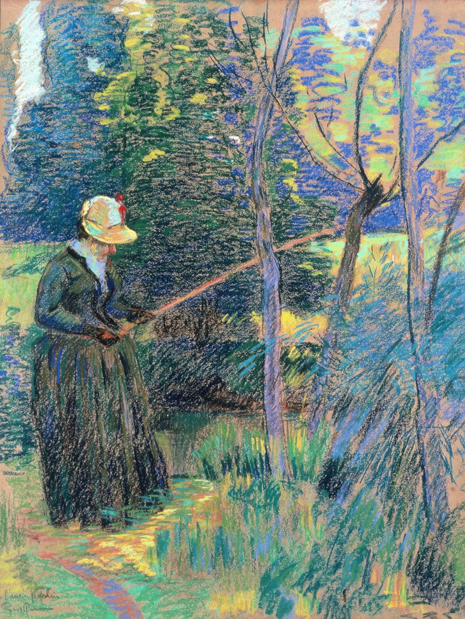Madame Guillaumin wędkarstwo, ok. 1894 (pastel) autorstwa Jean Baptiste Armand Guillaumin