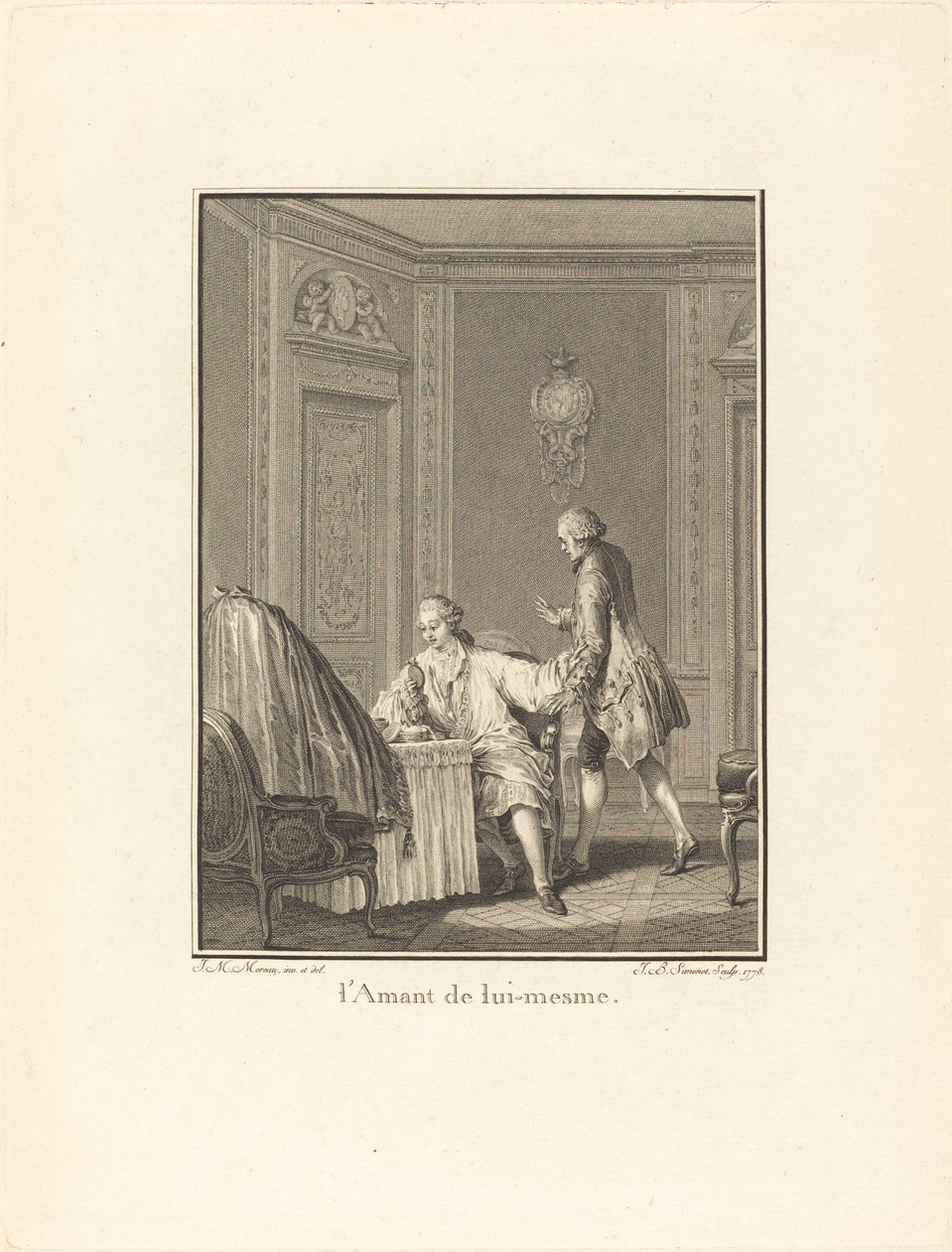 Kochanek samego siebie autorstwa Jean Baptiste Blaise Simonet after Jean Michel Moreau