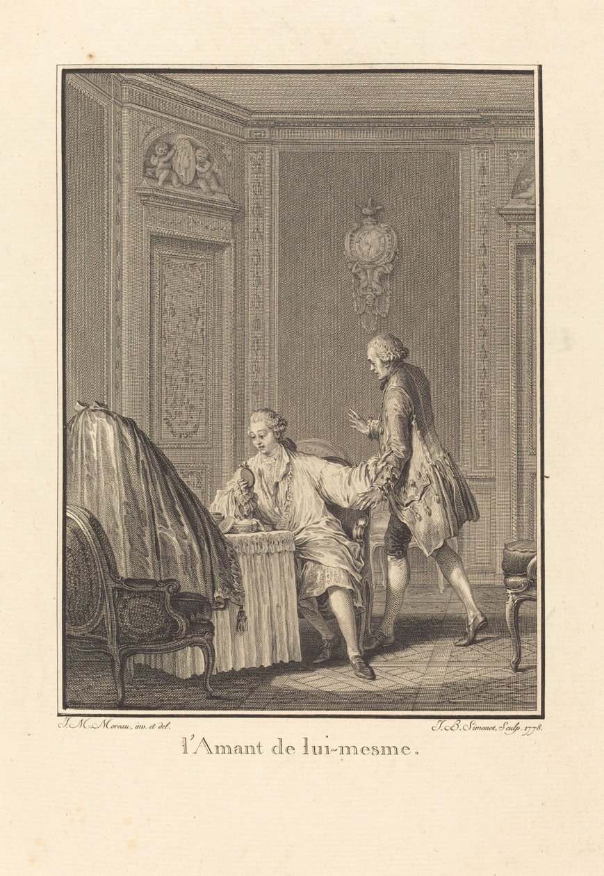 Kochanek samego siebie autorstwa Jean Baptiste Blaise Simonet after Jean Michel Moreau
