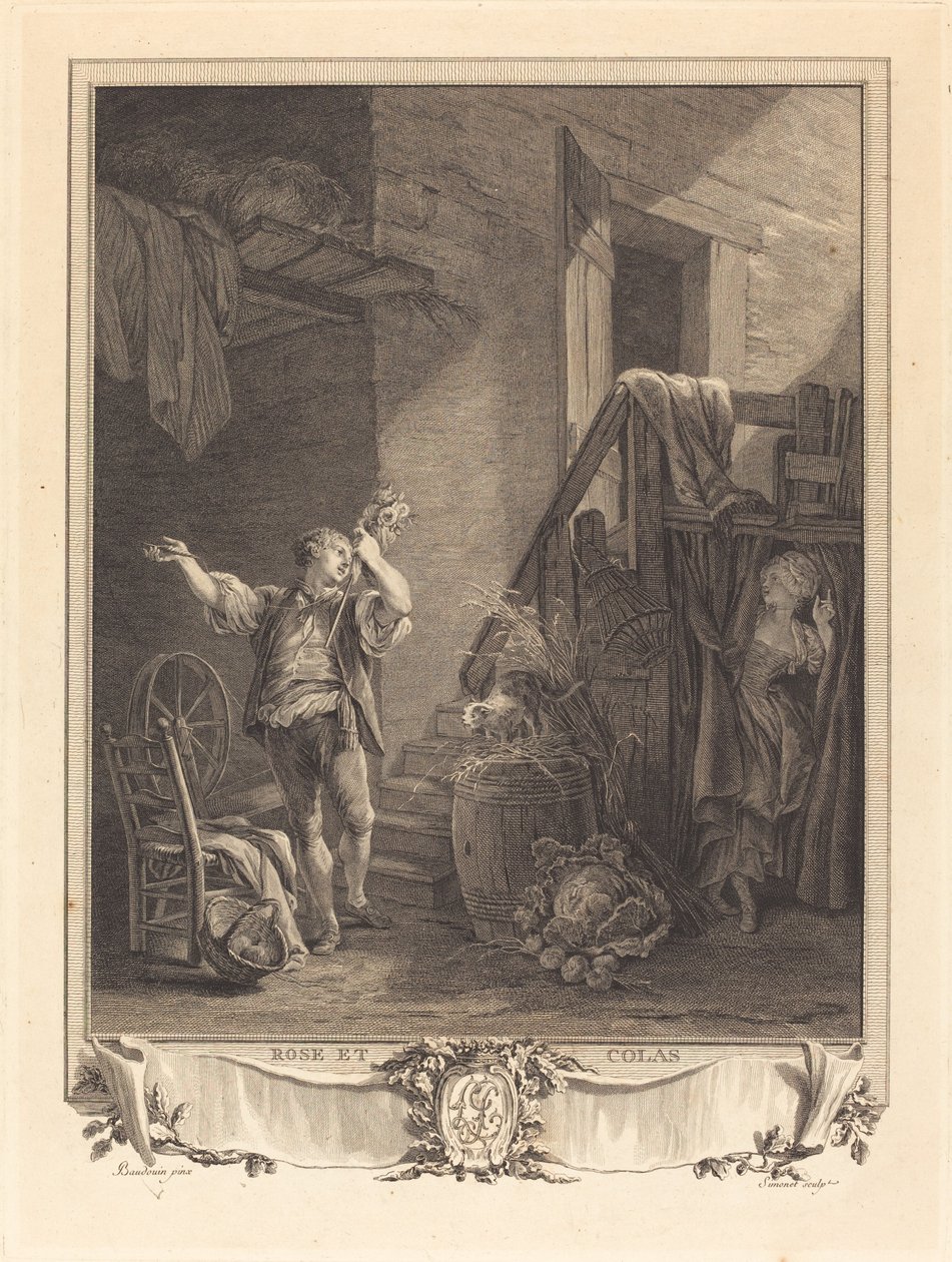 Róża i Colas autorstwa Jean Baptiste Blaise Simonet after Pierre Antoine Baudouin