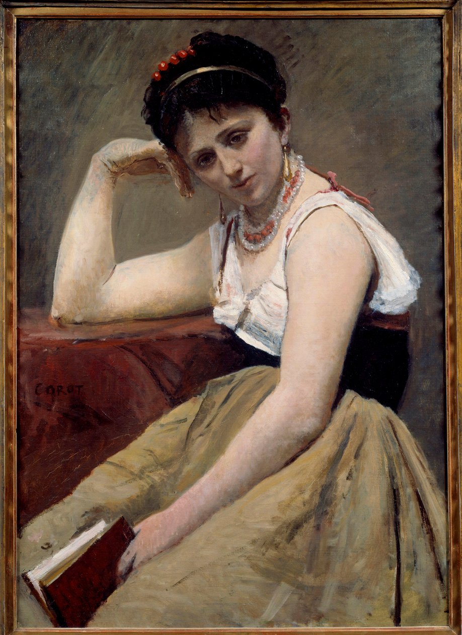 Przerwane czytanie autorstwa Jean Baptiste Camille Corot