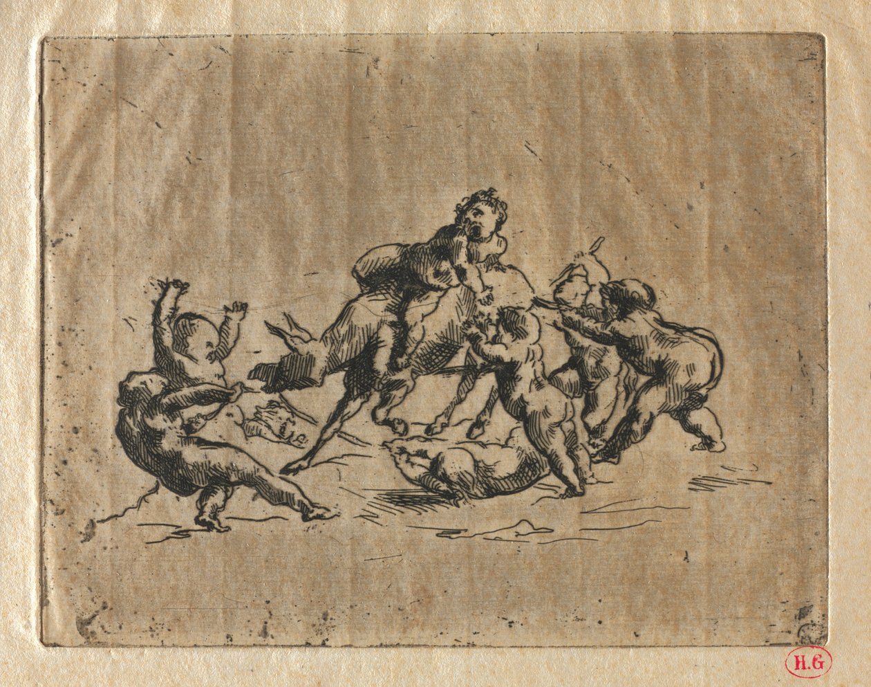 Bachanalia z dziećmi i osłem autorstwa Jean Baptiste Carpeaux