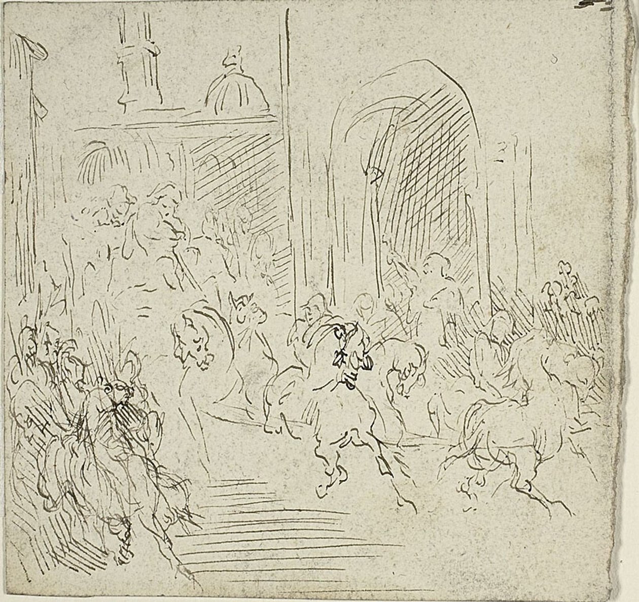 Scena jeździecka w mieście autorstwa Jean Baptiste Carpeaux