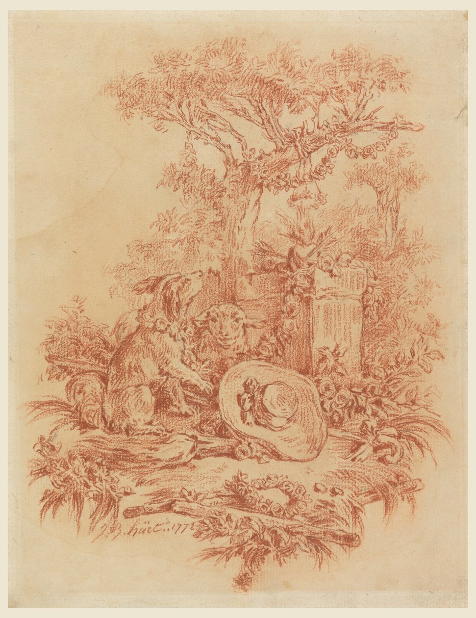 Rysunek, Pastorale, 1772 autorstwa Jean Baptiste Huet
