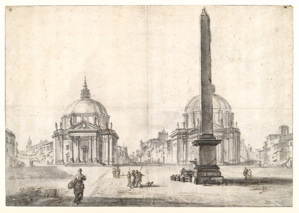 Piazza del Popolo, Rzym autorstwa Jean Baptiste Lallemand