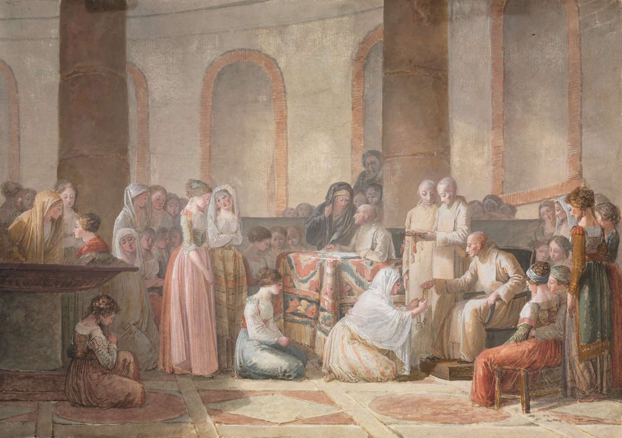 Rozdawanie różańców autorstwa Jean Baptiste Mallet