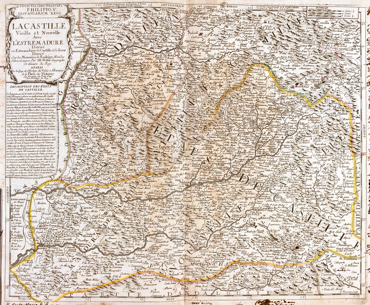 Mapa Kastylii (Hiszpania) (Grawerowanie autorstwa Jean Baptiste Nolin