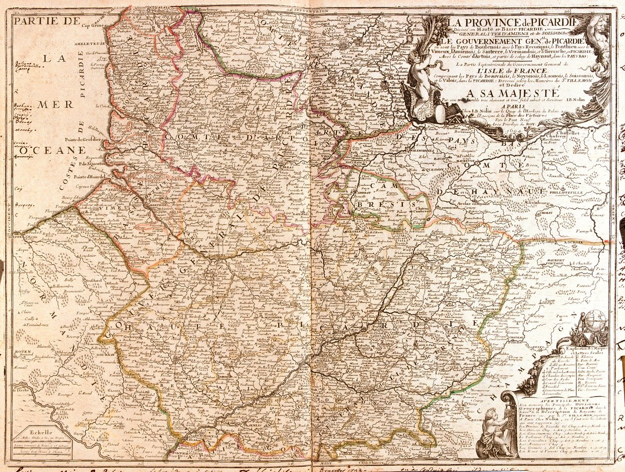 Mapa Pikardii (Francja) autorstwa Jean Baptiste Nolin
