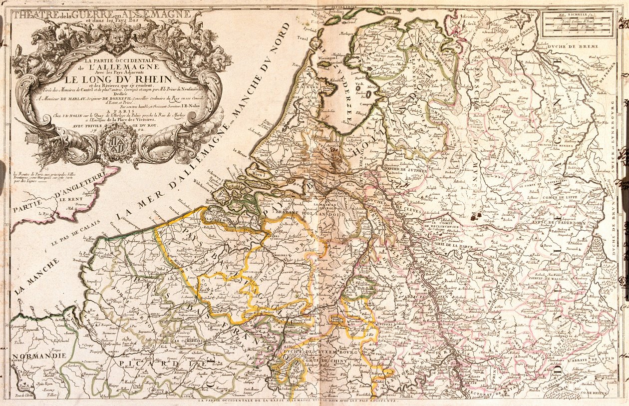 Mapa Niemiec Zachodnich i Holandii autorstwa Jean Baptiste Nolin