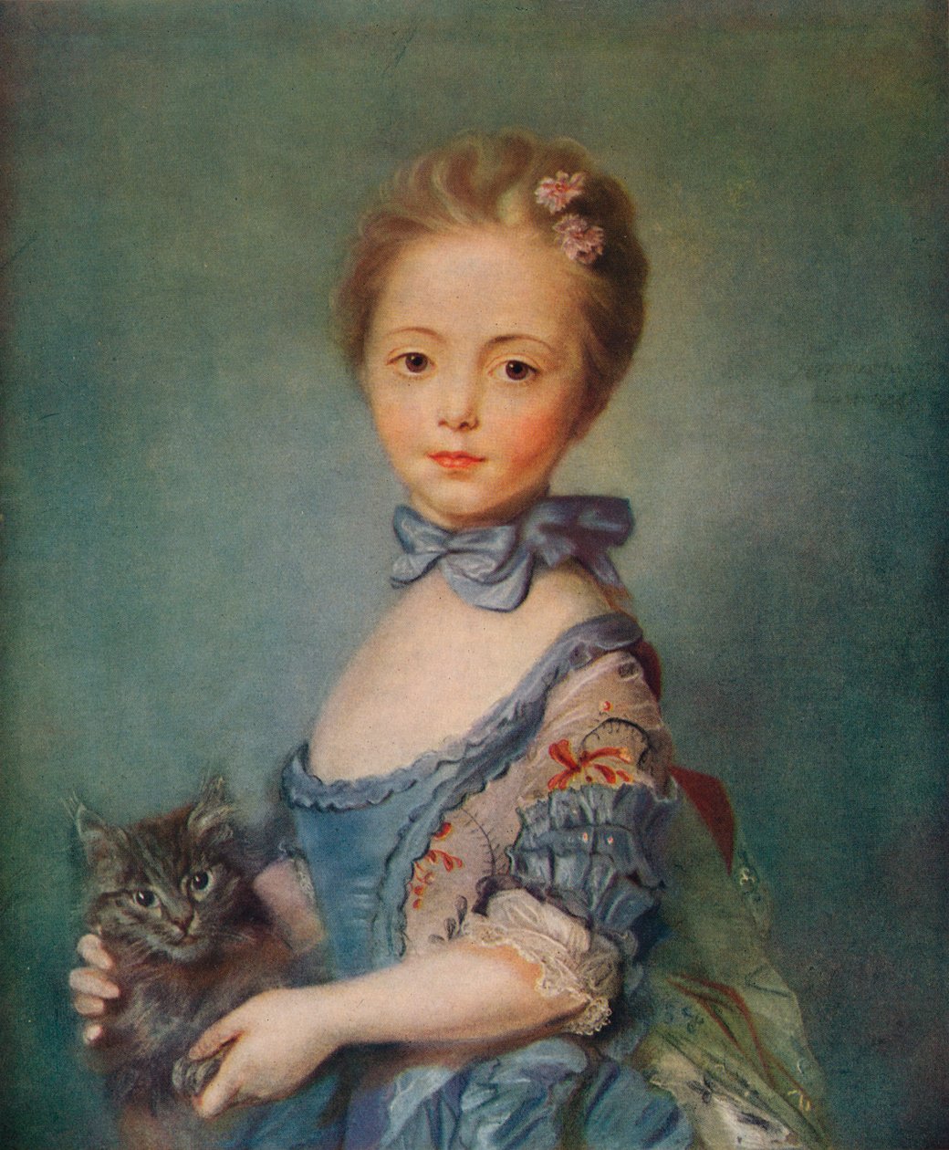 Dziewczyna z kotkiem, ok. 1743 autorstwa Jean Baptiste Perronneau