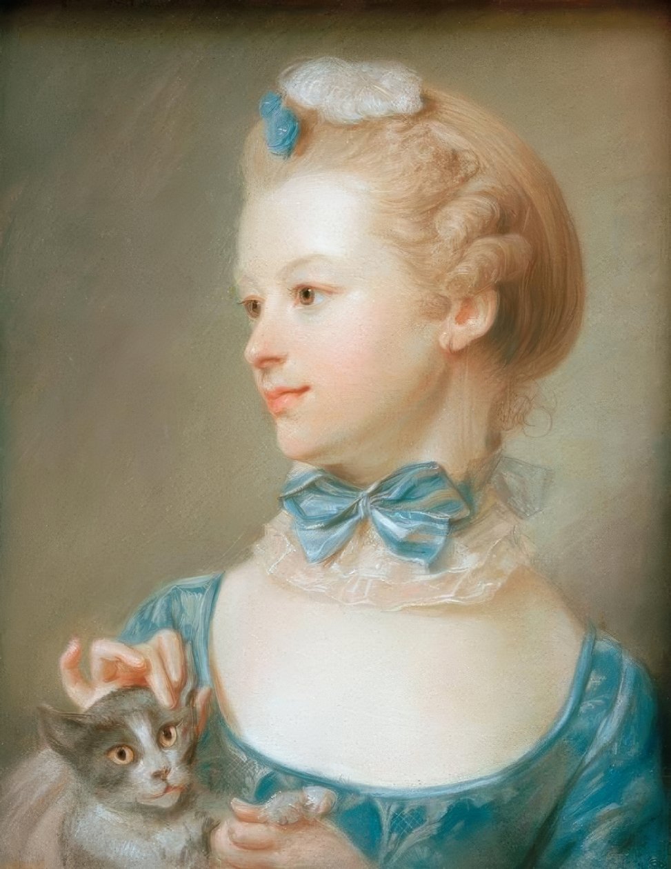 Dziewczyna z kotem autorstwa Jean Baptiste Perronneau